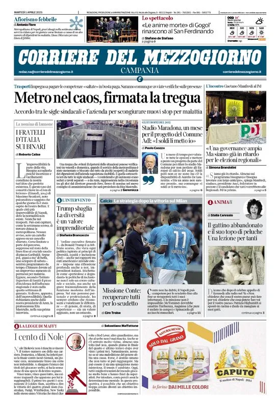Prima-pagina-corriere del mezzogiorno-del-2025-04-01